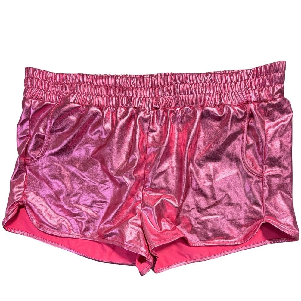 Womens Metallic Pink Booty Shorts Rave Costume Size Large Roller Girl Pary Derby